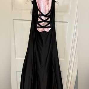 Elegant Black Dress with Pink Accents
